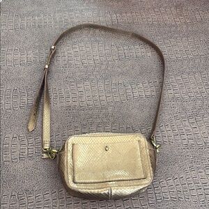 Madewell Metallic Gold Crossbody Bag Adjustable Strap Leather Small